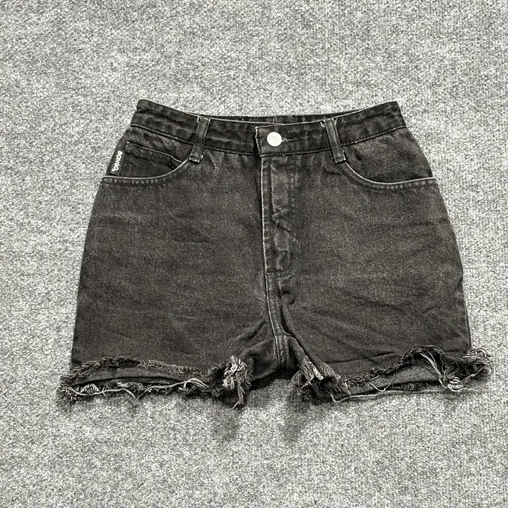 Bongo Shorts Juniors 3 Black Denim Cut Off Frayed Raw Hem Slim Double Black